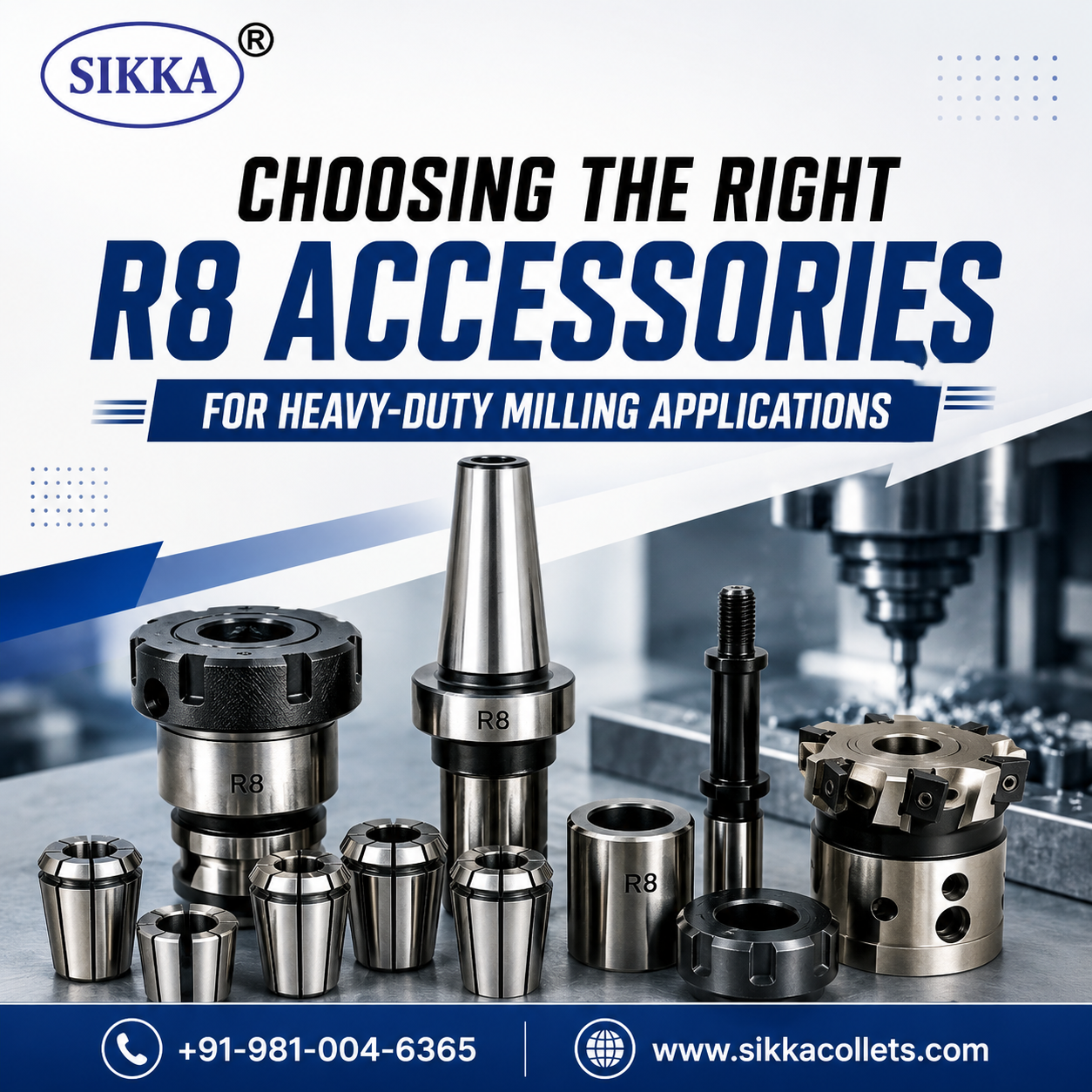 R8 accessories for heavy-duty milling
