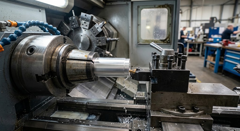 Reverse taper collet securely holding a thin-wall component during precision CNC machining
